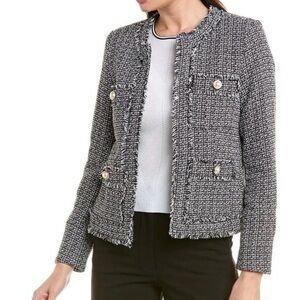 Nanette Lepore Mojave Boucle Tweed Textured Open Blazer Jacket Size 12
